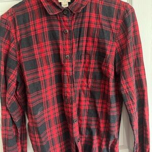 J crew Red and Black Plaid flannel Shirt-women’s small